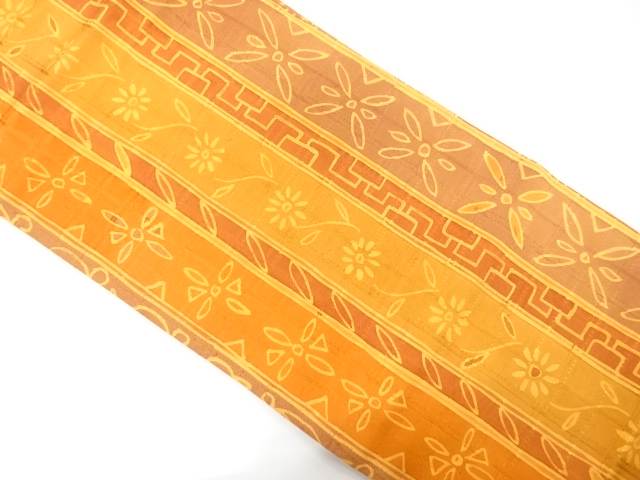 未使用品　縞に花模様名古屋帯